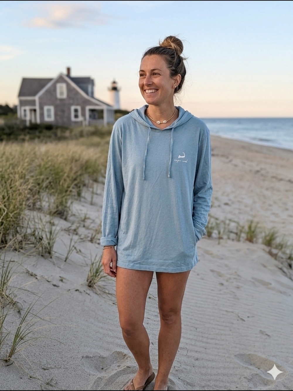 Cuffy's Cape Cod Ladies XL Lightweight Blue Hoodie Long Sleeve Shirt (EUC)